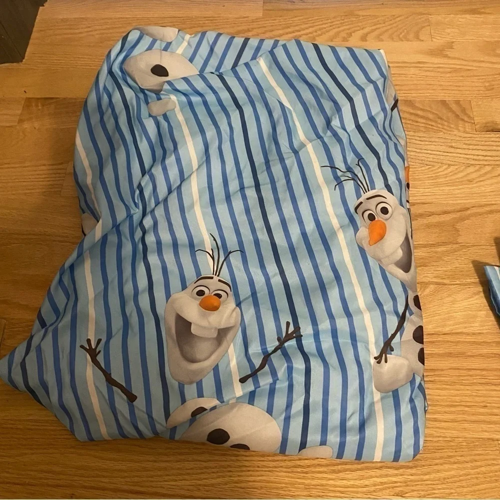 Disney Olaf Fitted Twin Sheet & 2 Pillow Cases Bundle Frozen Blue Snowman Kids
